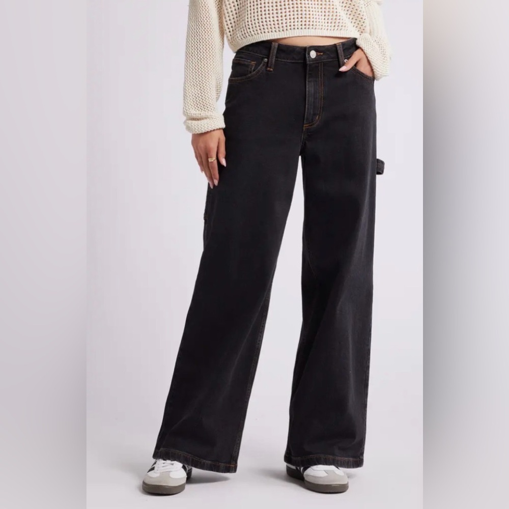 BP by Nordstrom women baggy carpenter JEANS NWT “warm black” in Size 27 sold out